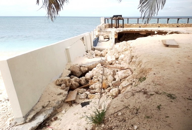 The Area in which the building was formally housed continues to create a large man hole with the passing storms of hurricane season