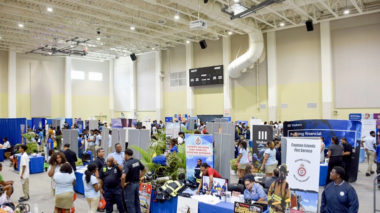 Aerial views of the Clifton Hunter High School Career Fair